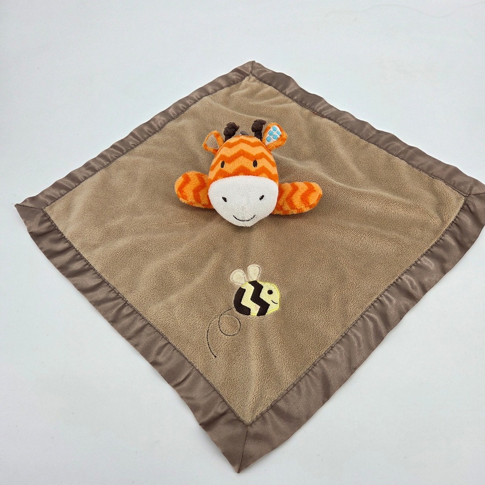 Circo Giraffe Bumblebee Plush Security Blanket Lovey Tan Brown Satin Trim